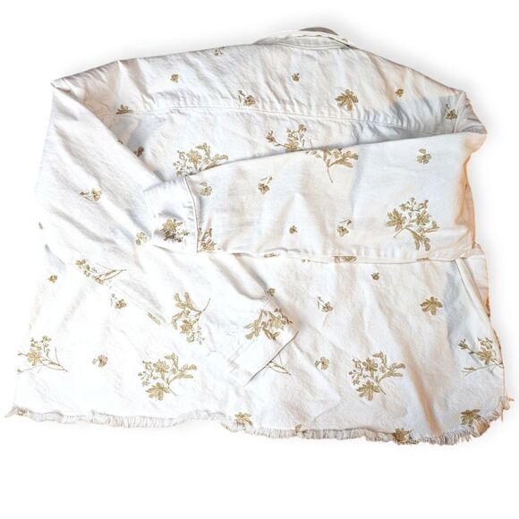 Zara White Gold Cropped Denim Jean Overshirt Button Down Jacket - Picture 5 of 9